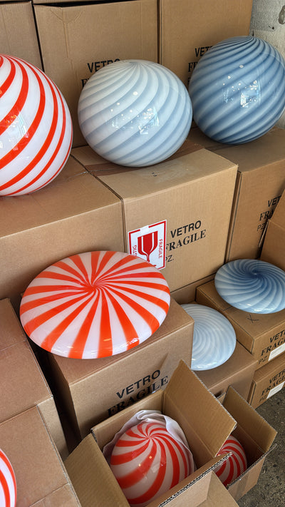 Murano Candy pendel rød/hvid swirl D:30 cm [archive]