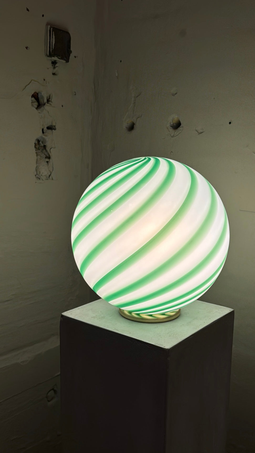 Murano Candy bordlampe grøn/hvid swirl D:30 cm
