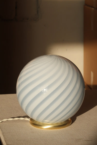 Murano Candy table lamp light blue swirl D:20 cm