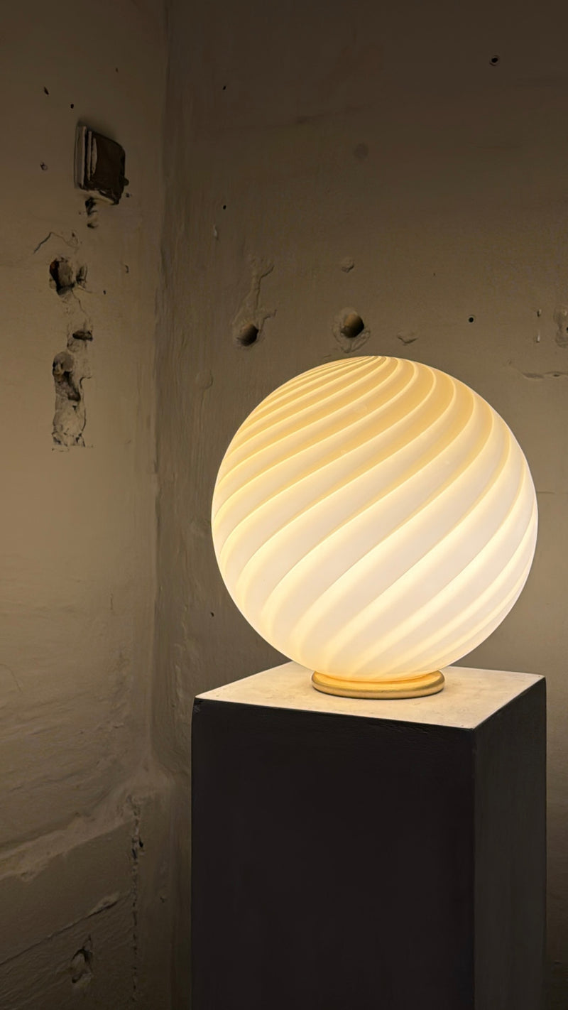 Murano Candy bordlampe creme karamel swirl D:30 cm