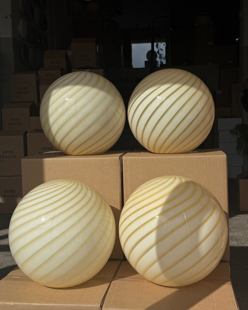 Murano Candy floor lamp yellow swirl D:40 cm