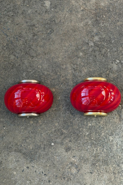 Murano Candy wall lamp deep red swirl 21x15cm