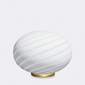 Murano Candy lampe sur pied ovale blanche swirl D:40 cm
