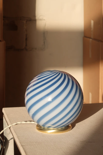 Murano Candy table lamp blue swirl D:20 cm