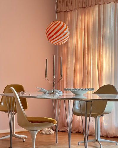 Murano Candy pendel oranje/wit swirl D:30 cm