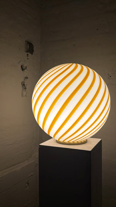Murano Candy vloerlamp geel/wit swirl D:40 cm