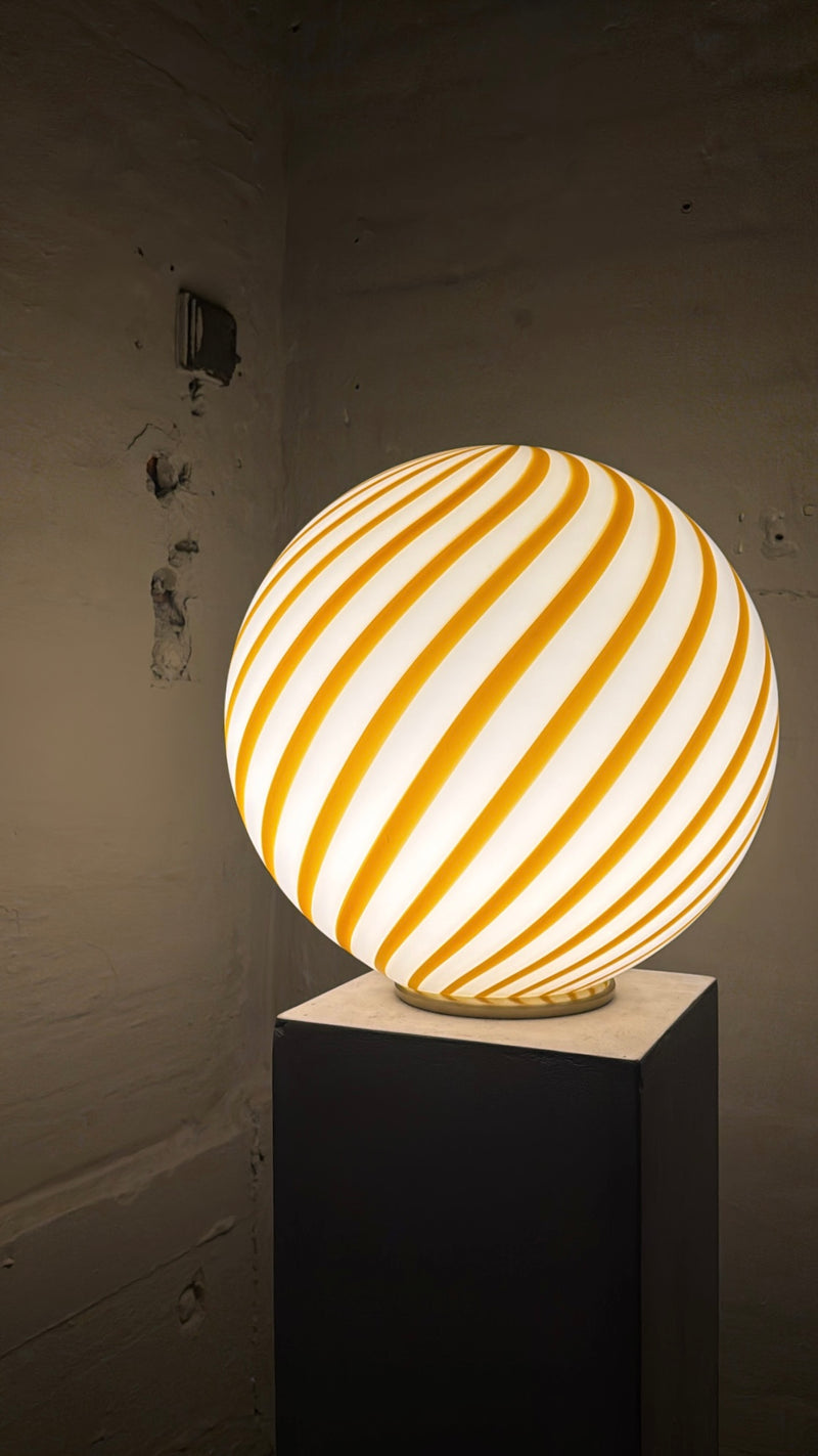 Murano Candy vloerlamp geel/wit swirl D:40 cm