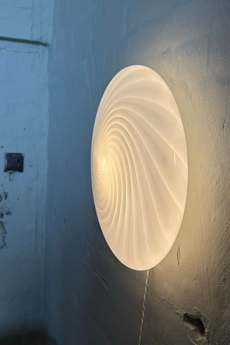 Stor Murano Candy plafond hvid swirl D:40 cm