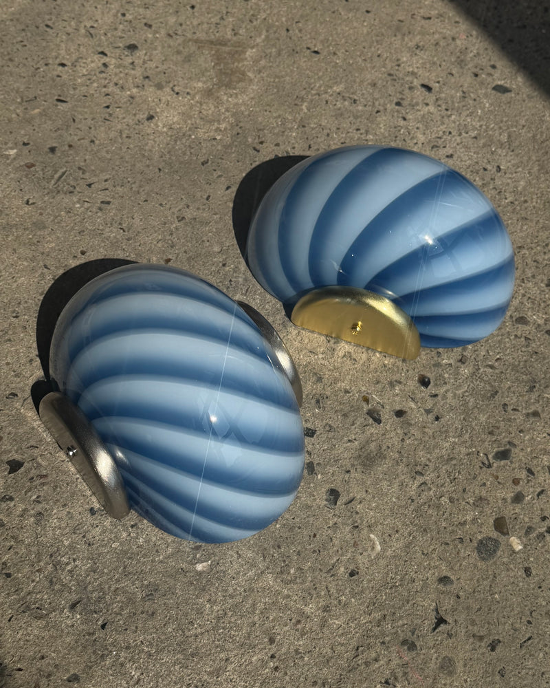 Murano Candy Wandleuchte blau Swirl 21x15cm