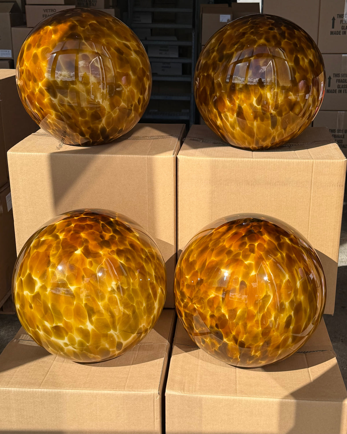 Murano Candy Stehleuchte bernsteinorange Swirl D:40 cm