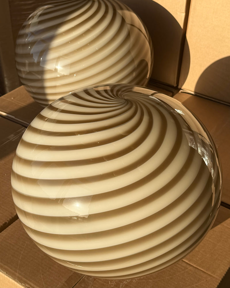 Murano Candy oval floor lamp cream caramel swirl D:40 cm