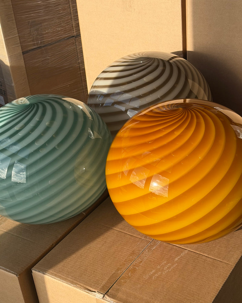 Murano Candy oval gulvlampe petrolium frøn swirl D:40 cm