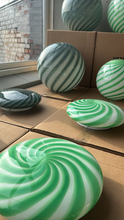 Murano Candy plafond grøn/hvid swirl D:30 cm [archive]