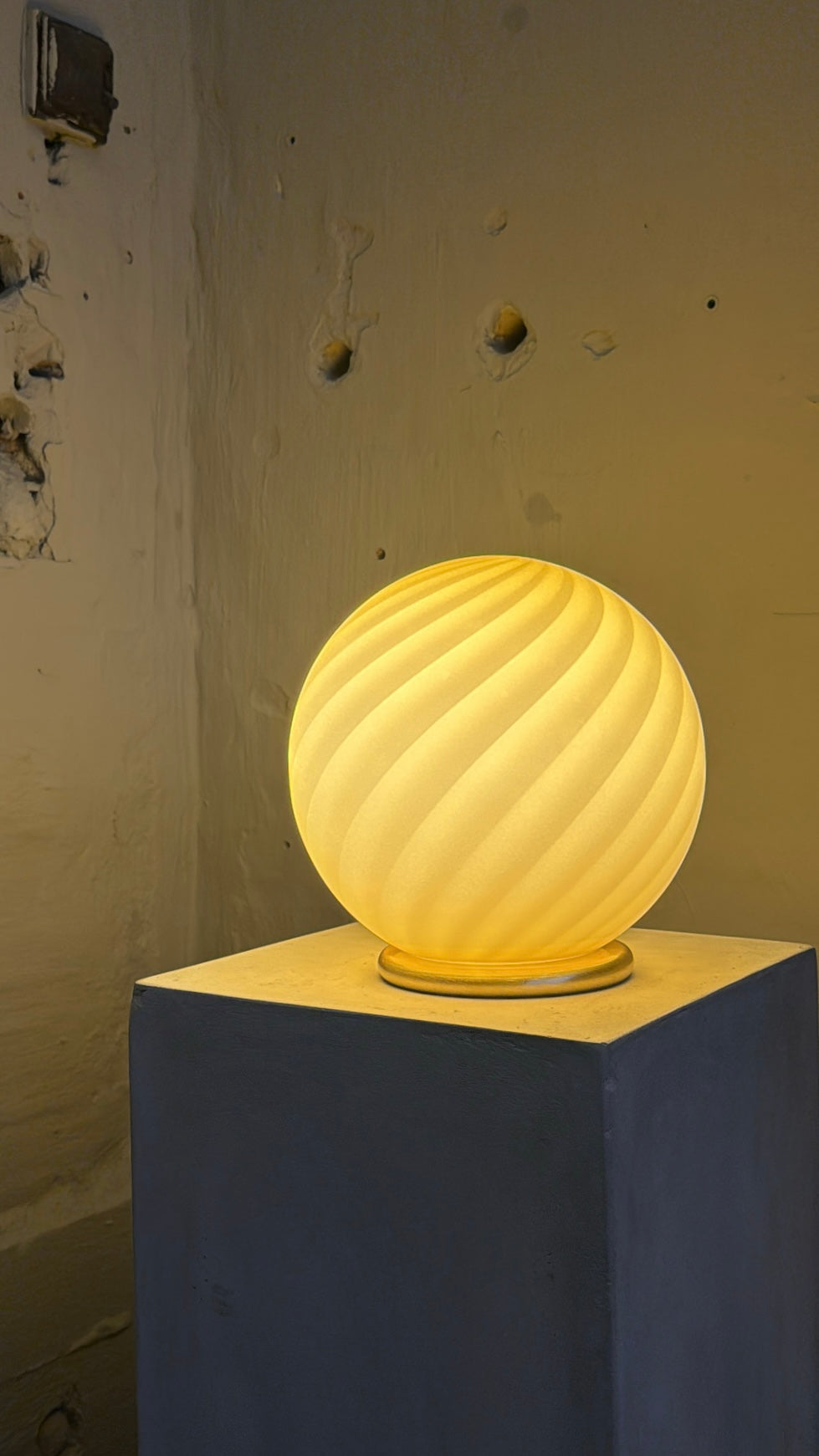 Murano Candy tafellamp crème karamel swirl D:20 cm