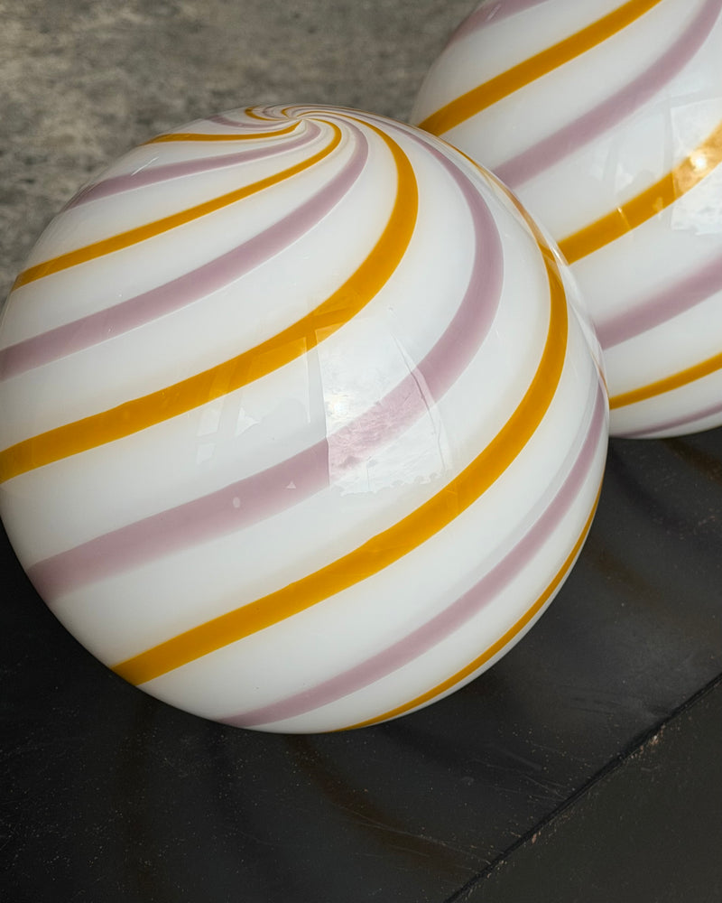 Murano Candy-Pendelleuchte gelb/lila Swirl D:20 cm