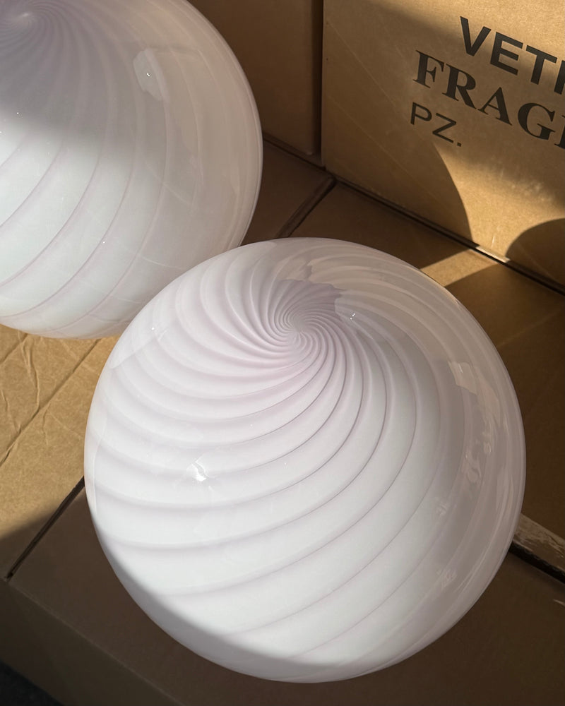 Murano Candy pendel myk lyserosa swirl D:30 cm