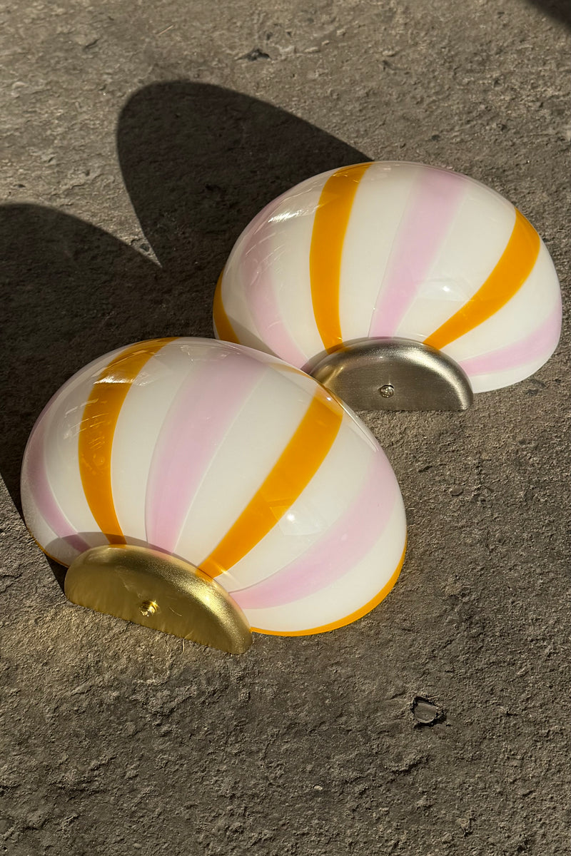 Murano Candy wall lamp pink/yellow stripes 21x15cm