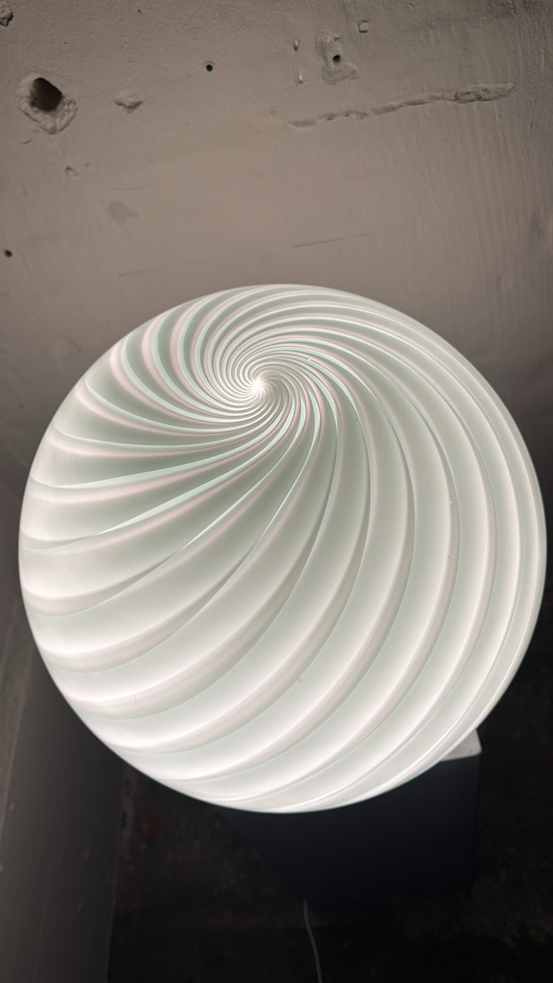 Murano Candy gulvlampe petrolium grøn swirl D:40 cm