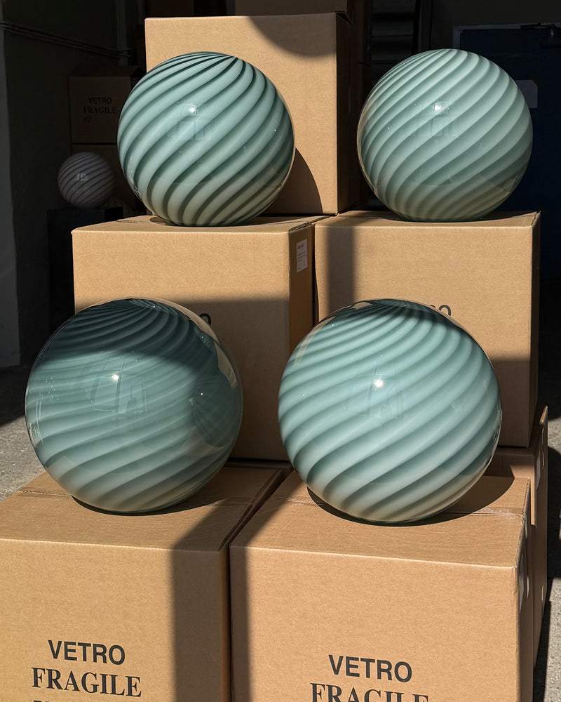 Large Murano Candy pendant petrol green swirl D:40 cm