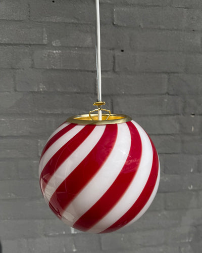 Murano Candy pendant burgundy red/white swirl D:20 cm