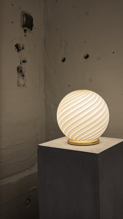 Murano Candy bordlampe grå brun swirl D:20 cm