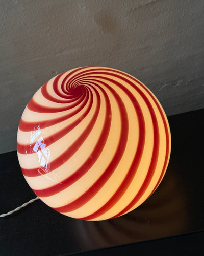 Murano Candy Tischlampe petrolgrün Swirl D:30 cm