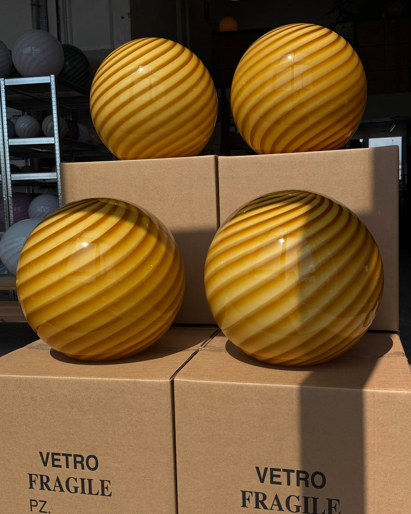 Suspension Candy orange tourbillon ambre D:40 cm Murano