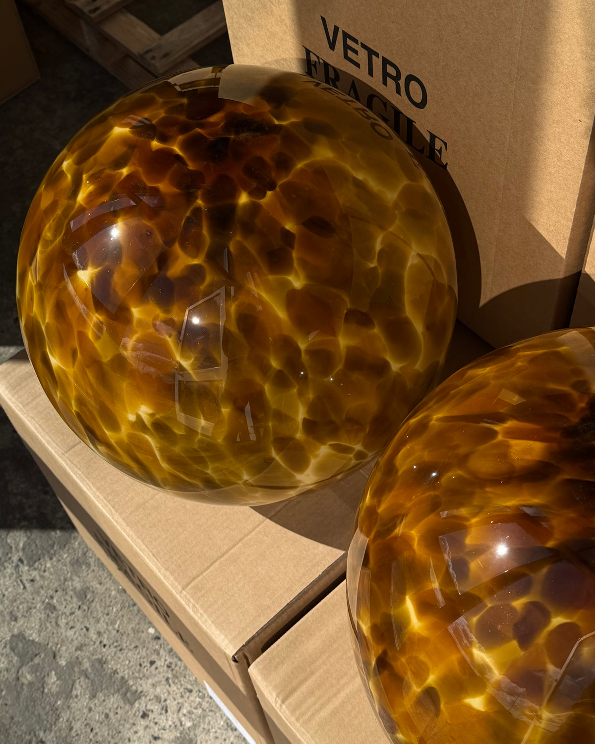 Murano Candy Stehleuchte bernsteinorange Swirl D:40 cm