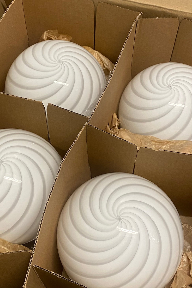 Murano Candy pendel hvid swirl D:20 cm