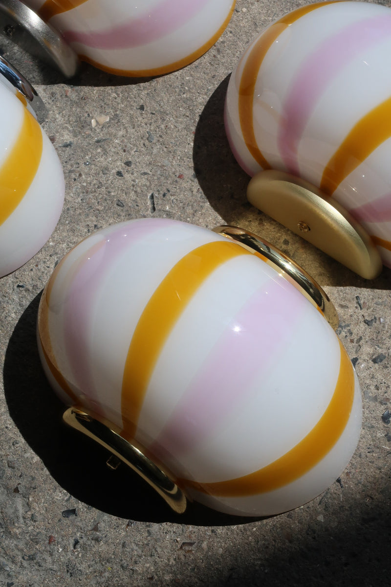 Murano Candy væglampe lyserøde/gule striber 21x15cm