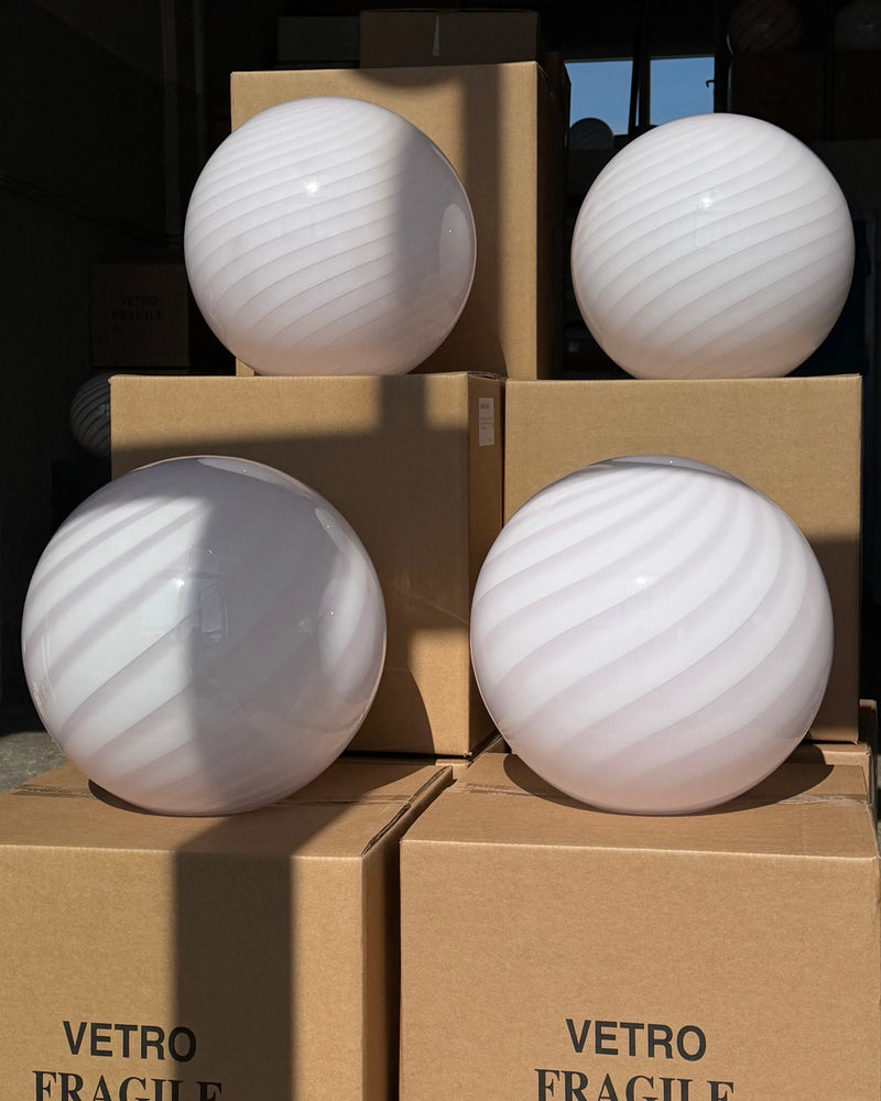 Large Murano Candy pendant soft pink swirl D:40 cm