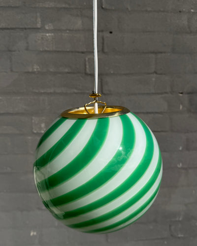 Murano Candy pendant green/white swirl D:20 cm