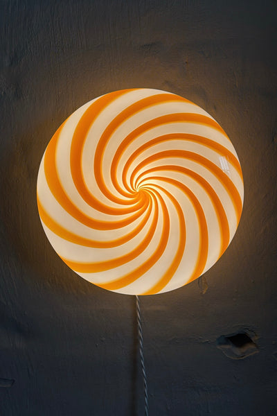 Murano Candy plafond orange/vit swirl D:30 cm
