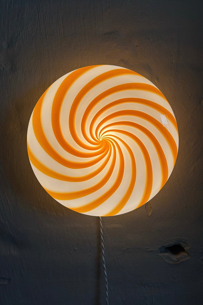 Murano Candy plafond orange/vit swirl D:30 cm