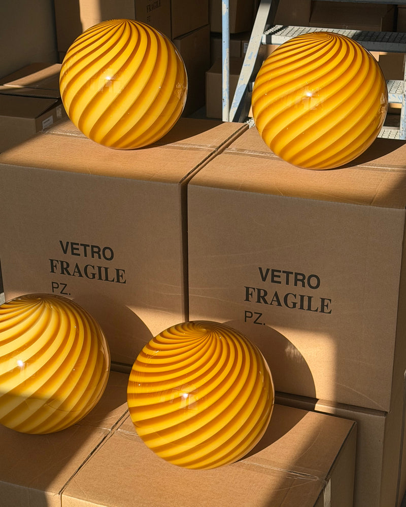 Murano Candy hanglamp oranje barnsteen swirl D:30 cm