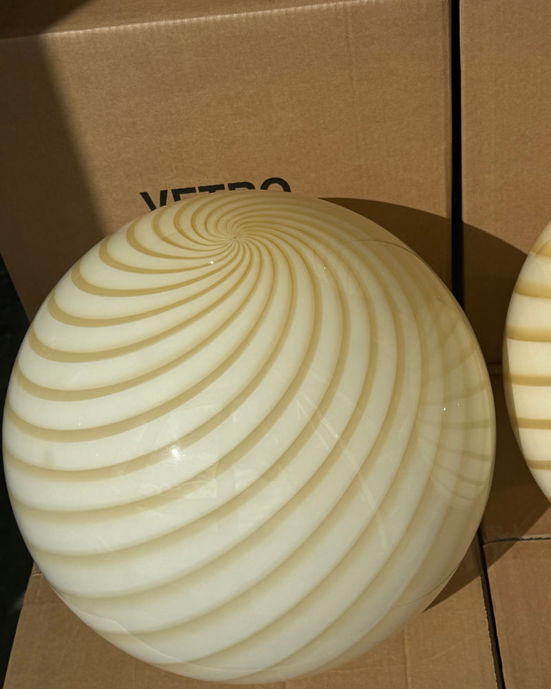 Murano Candy floor lamp yellow swirl D:40 cm