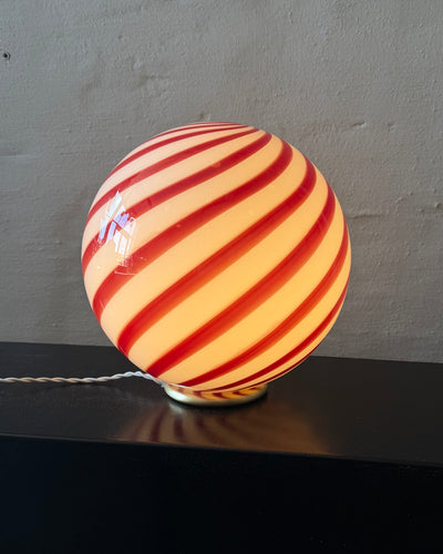 Murano Candy Tischlampe petrolgrün Swirl D:30 cm
