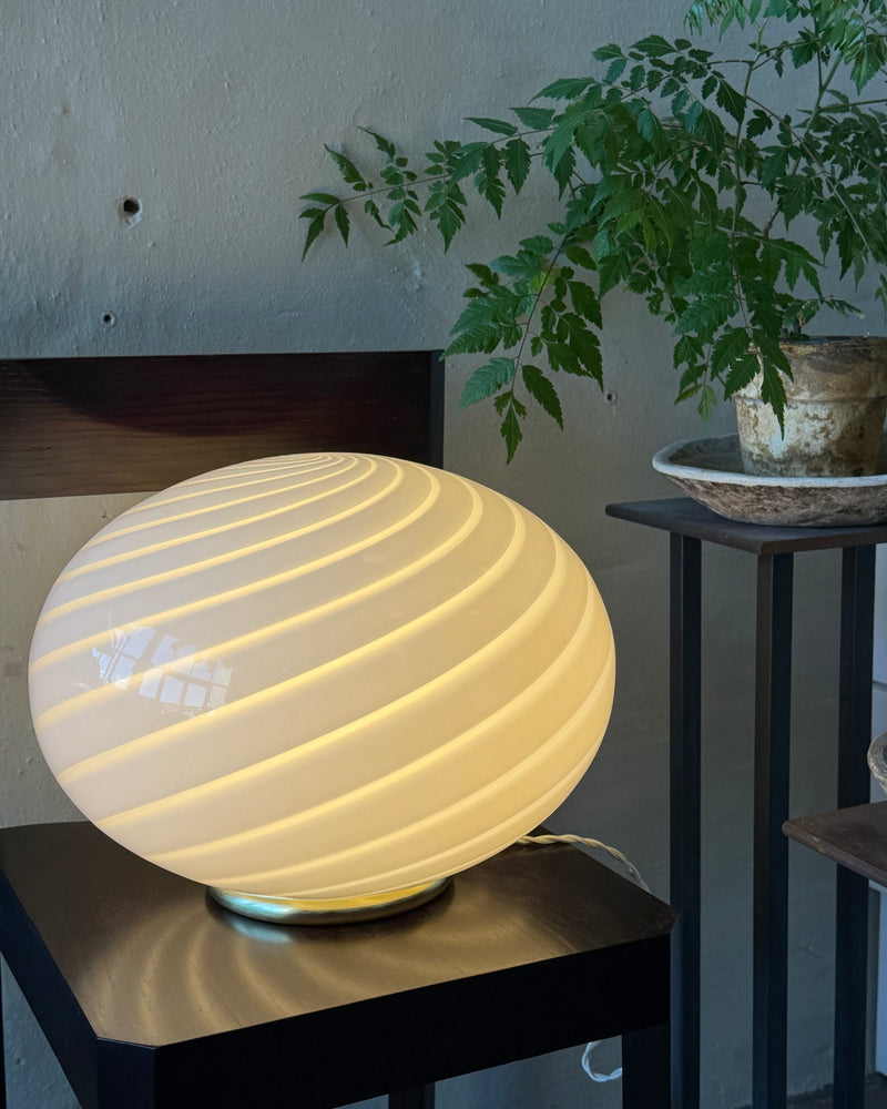 Murano Candy lampe sur pied ovale blanche swirl D:40 cm
