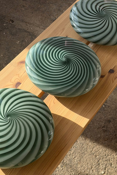 Murano Candy ceiling light petroleum green swirl D:30 cm