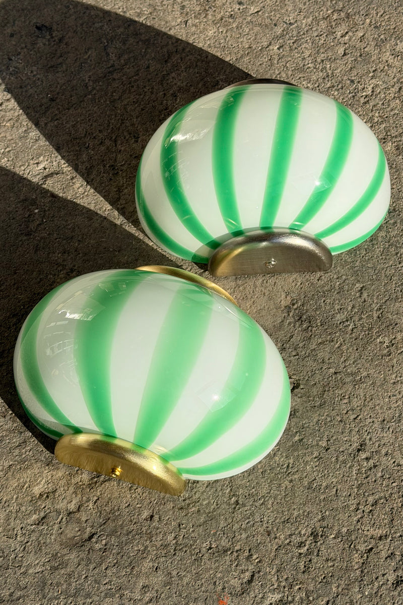 Murano Candy wall lamp green stripes 21x15cm
