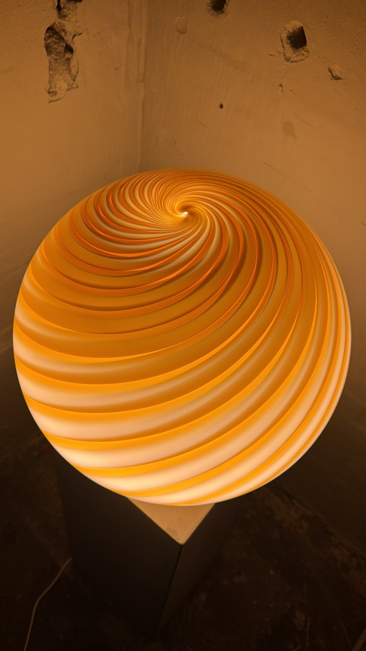 Murano Candy vloerlamp amber oranje swirl D:40 cm