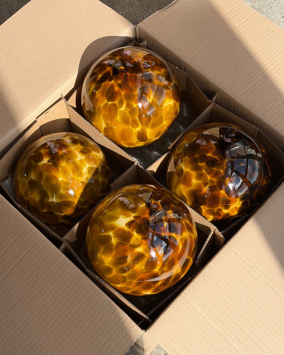 Murano Lampe de table Candy en verre couleur ambre swirl D:20 cm