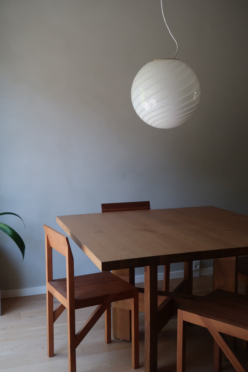 Große Murano runde weiße Swirl-Lampe Pendel D:40 cm