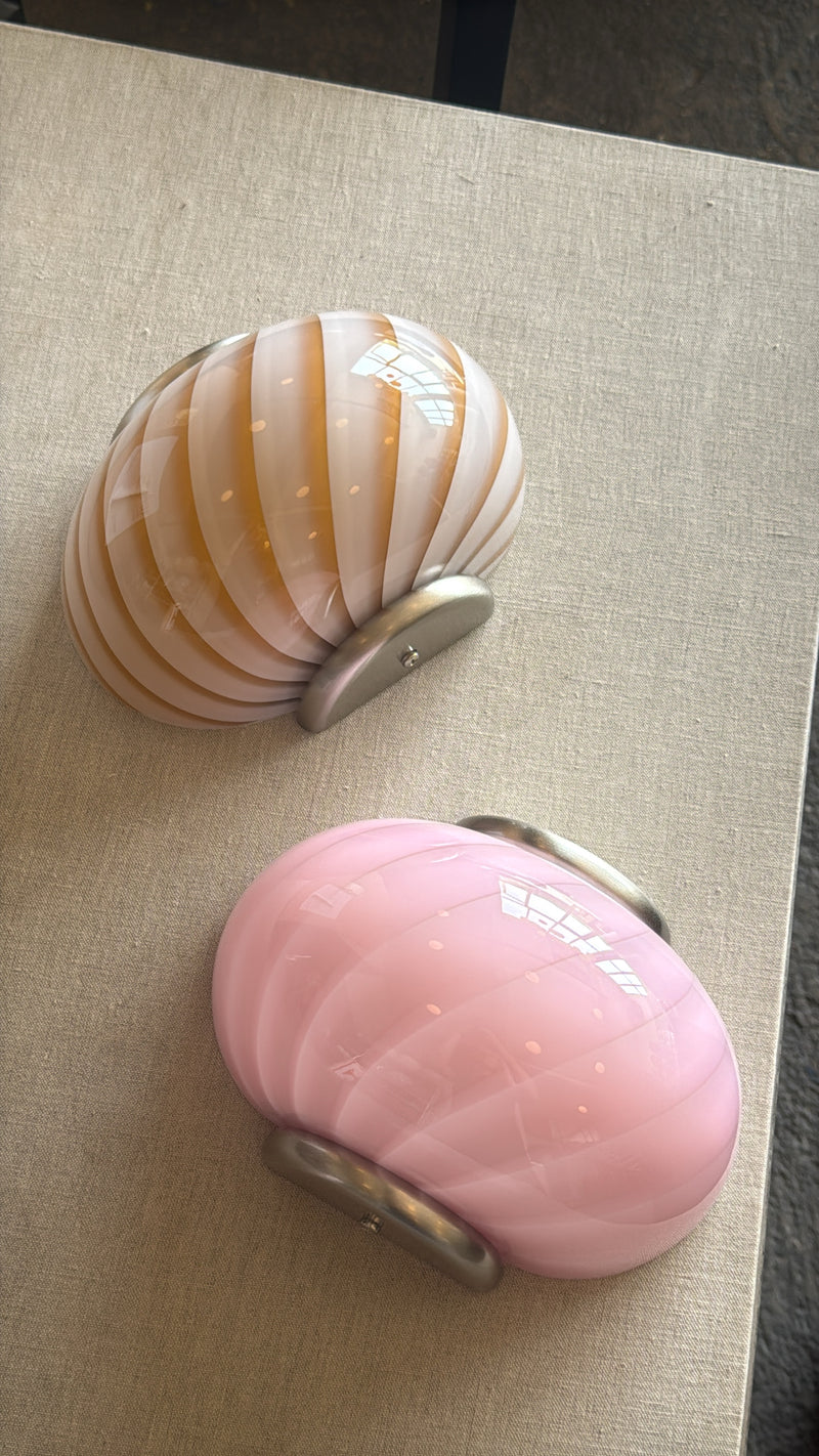 Murano Candy wall lamp caramel/creme swirl 21x15 cm