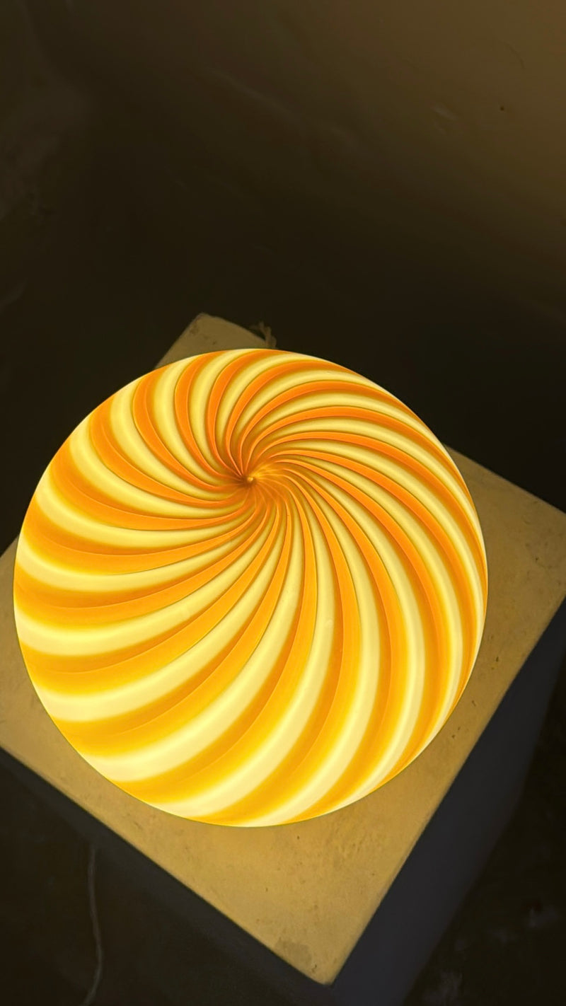Murano Candy tafellamp amber oranje swirl D:20 cm