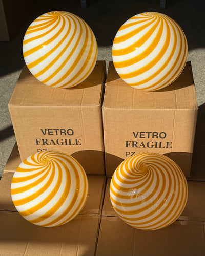 Murano Candy table lamp yellow/white swirl D:30 cm