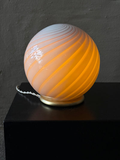 Murano Candy Bordlampe Creme Karamell Swirl D:20 cm