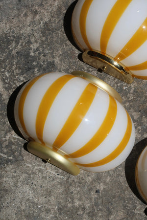 Murano Candy væglampe gule striber 21x15cm