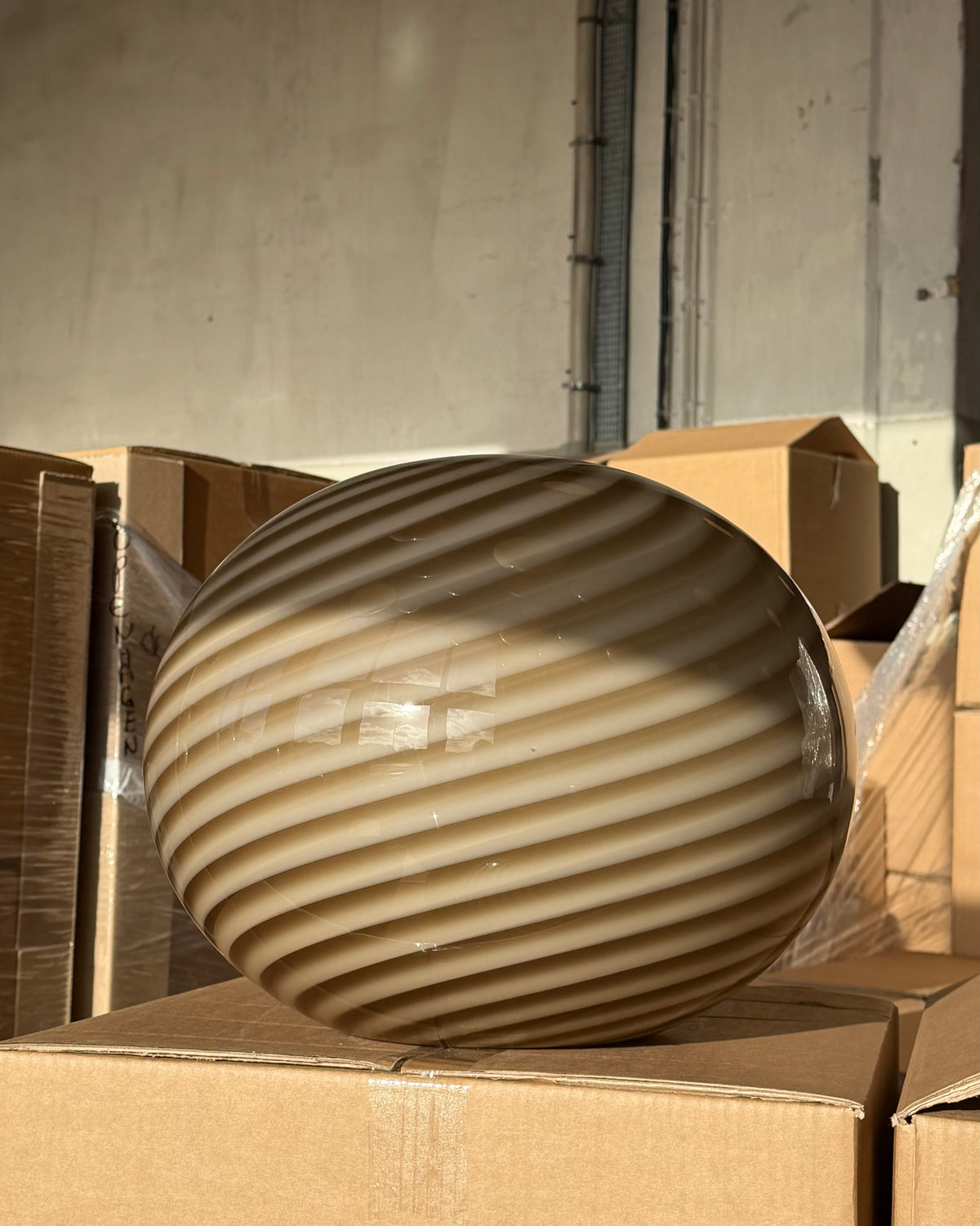 Murano Candy oval floor lamp cream caramel swirl D:40 cm