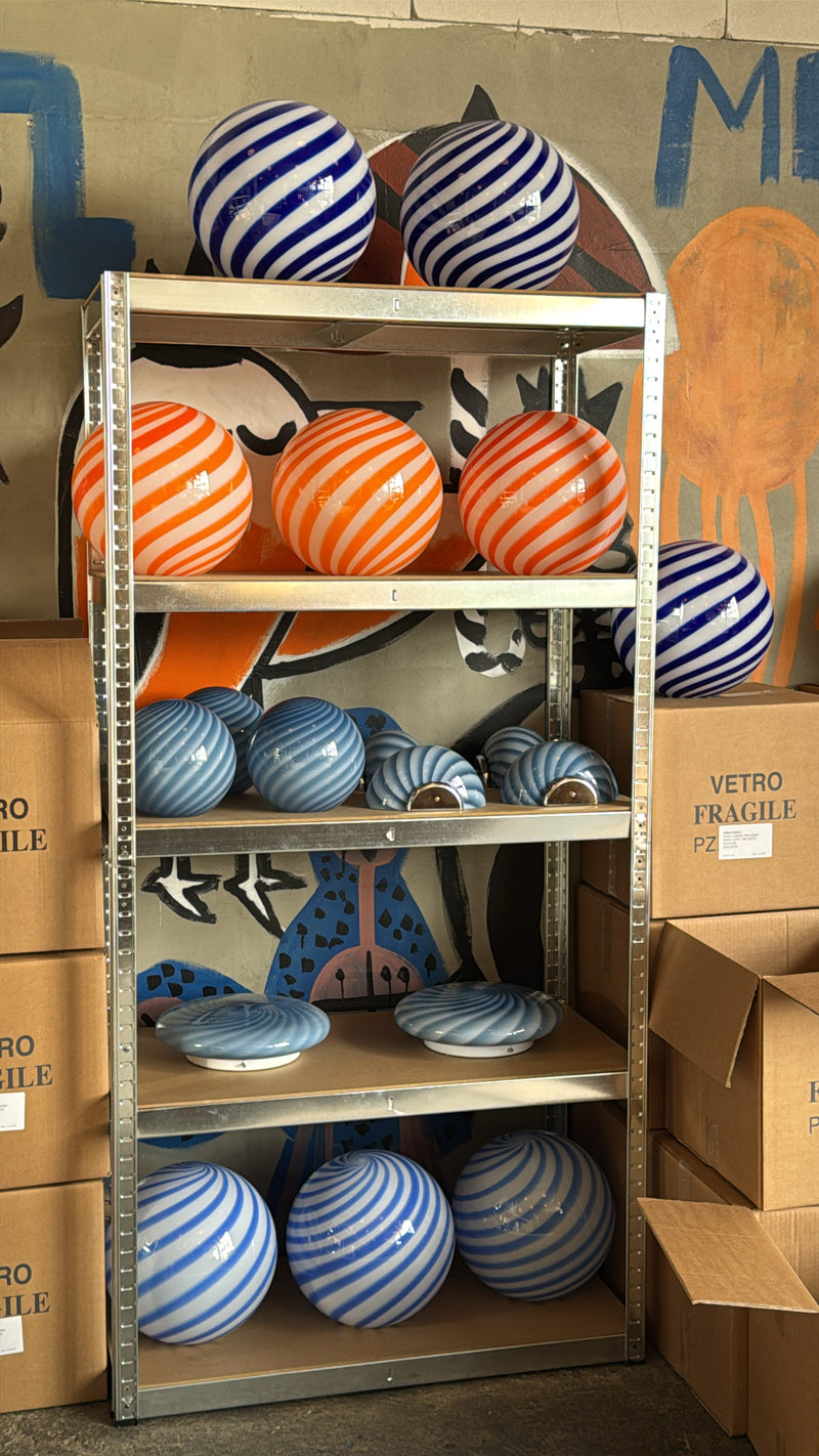 Murano Candy væglampe blå swirl 21x15cm - krom beslag [archive]